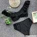 Alangbudu Women Two Piece Off Shoulder Ruffled Flounce Crop Bikini Top with High Waisted Mesh Cut Out Bottoms Black B07P2G2J6H